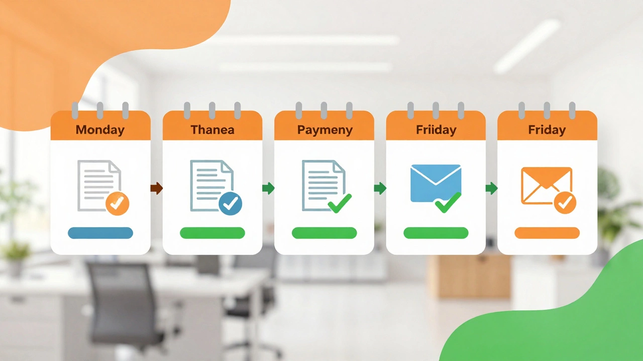 Stylized timeline graphic illustrating the 3 to 5 day visa processing steps