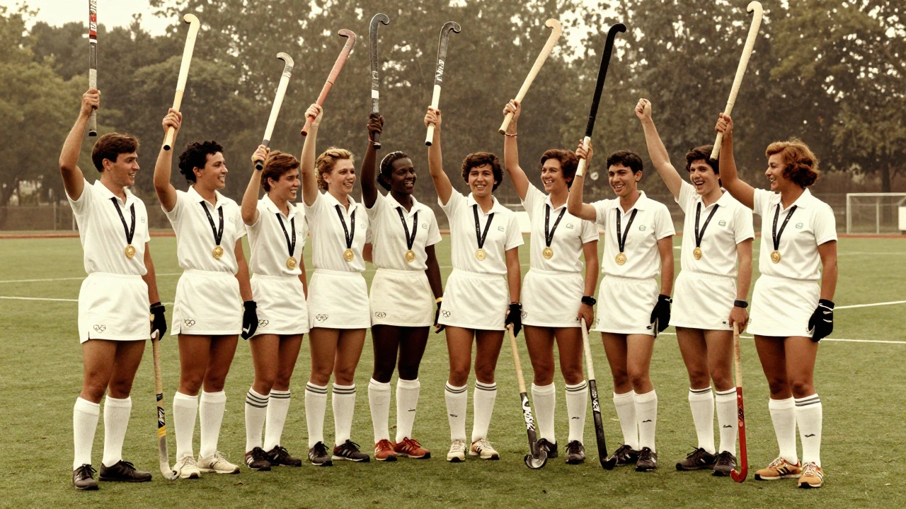 Vintage photo of Pakistani hockey team celebrating Olympic gold medal