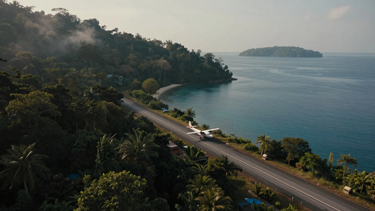 Small airstrip on a remote island in the Andaman Islands