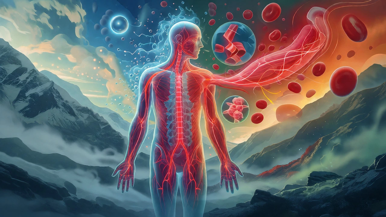 Artistic visualization of body healing after high-altitude trek
